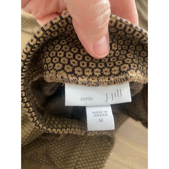 J. Jill 2 piece Brown Dotted 3/4 Sleeve Knee Length Skirt Outfit Size M - Picture 3 of 5